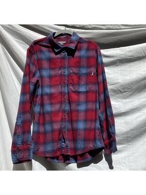Eddie Bauer red plaid flannel button down shirt, size medium